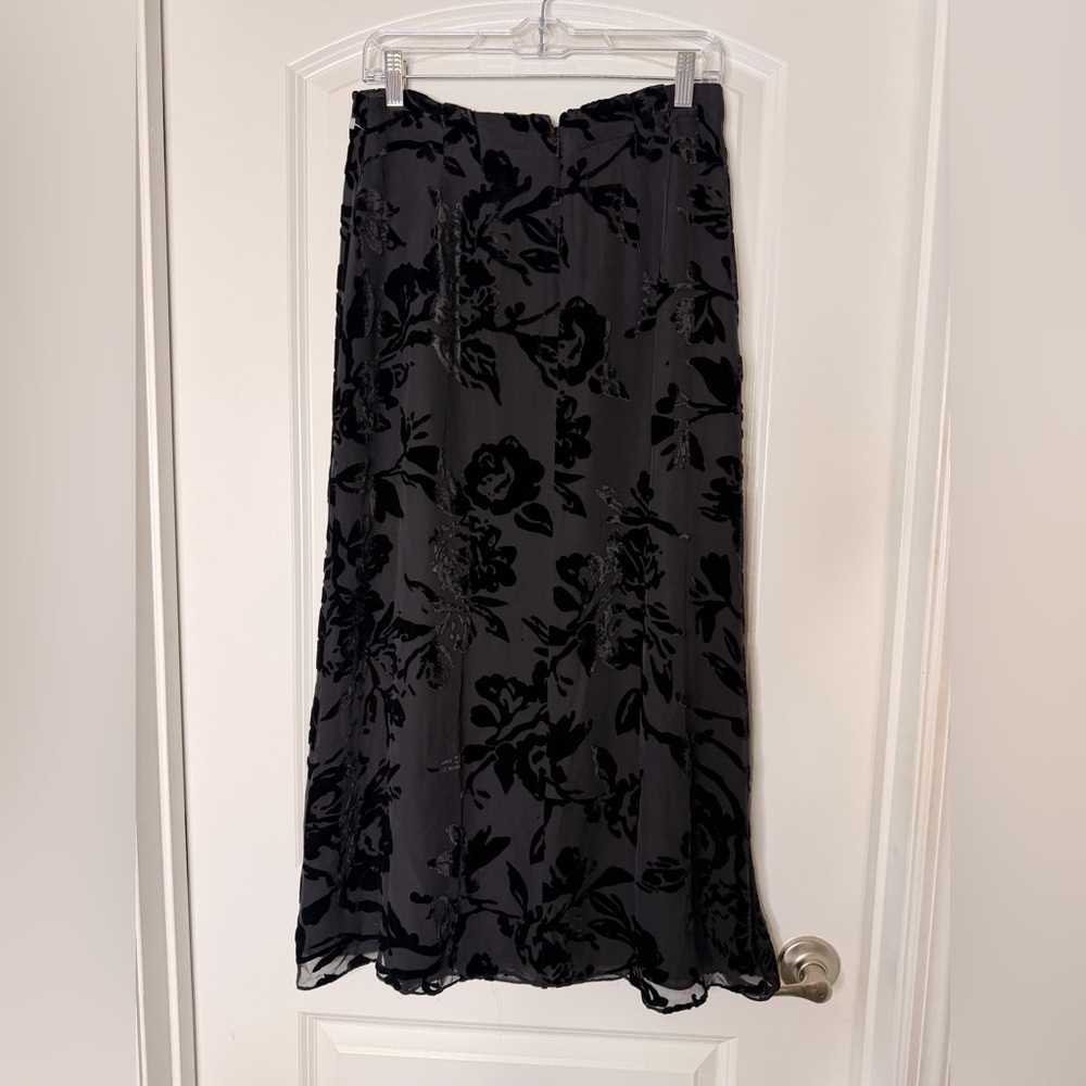 Vintage Dana Buchman Black New Old Stock Floral Burnout Skirt Sheer NWT Size 12 - Picture 4 of 12